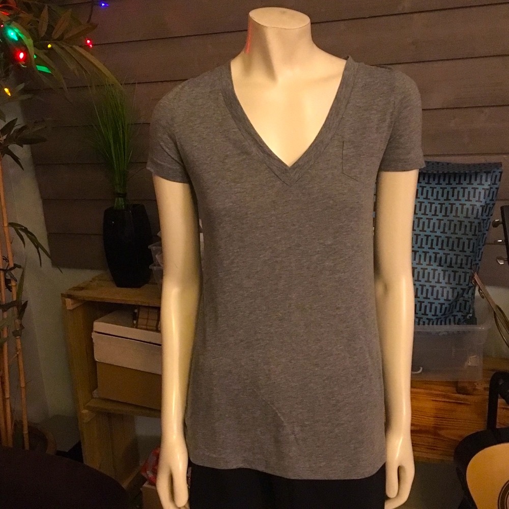 Ladies Mossimo Supply Co S/S Gray V-Neck Tee SZ S
